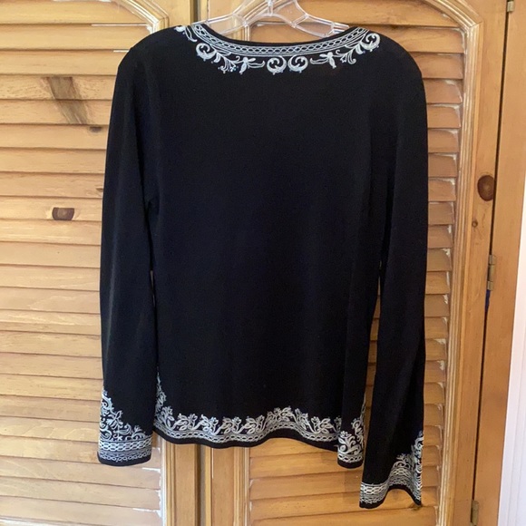 NWT Talbots sweater Black w/ embroidery sequins Lg - Picture 5 of 7